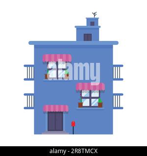 Simple two storey house. front view living house. vector illustration Stock Vector