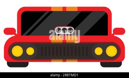 Red sport car front view. vector illustration Stock Vector