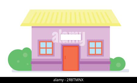 Simple house exterior on white background. Flat design vector illustration Stock Vector