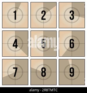 Vintage film frame countdown set Stock Vector