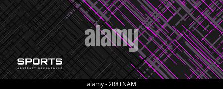 Sports banner modern design with diagonal black, violet and grey lines. Sports abstract background. Vector illustration Stock Vector
