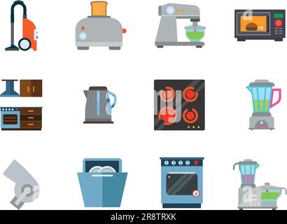 Home Appliances Icon Set Stock Vector