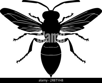 Wasp silhouette isolated on white background. Icon Vector illustration Stock Vector