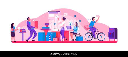 People working at post office flat vector illustration Stock Vector