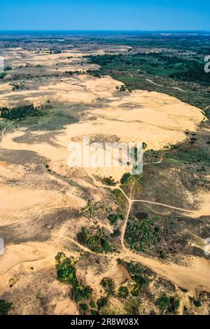 Aerial of Spirit Sands dunes Spruce Woods Provincial Park, Manitoba, Canada Stock Photo