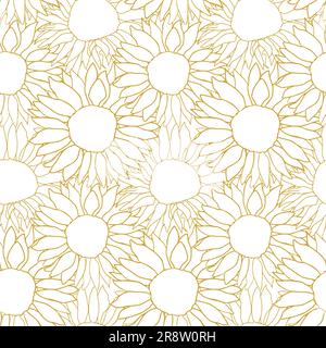 Sunflower head flower seamless pattern for textile or surface. Vector background Stock Vector