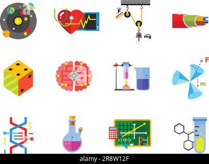 Physics Icon Set Stock Vector