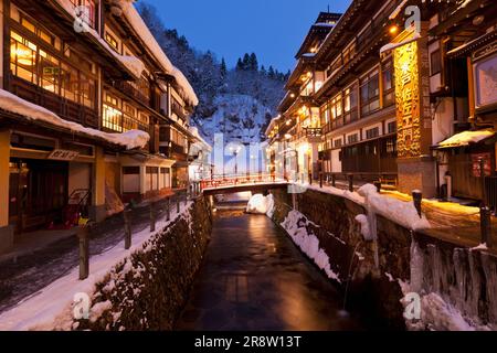 Ginzan Onsen Street in winter Stock Photo