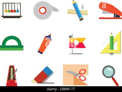 Stationery Icons Set Stock Vector