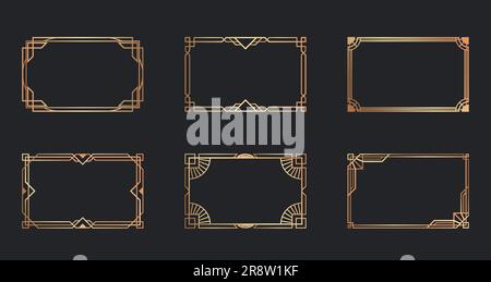 Art deco golden frames set Stock Vector