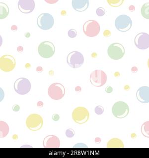 Cheerful colored soap bubbles, childish seamless pattern in soft pastel colors. Vector Stock Vector