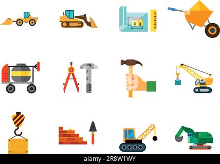 Construction Site Icon Set Stock Vector