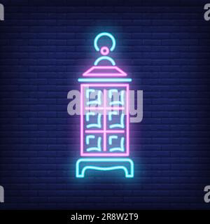 Ramadan Kareem lantern neon sign Stock Vector