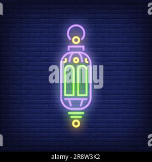 Ramadan lantern neon sign Stock Vector