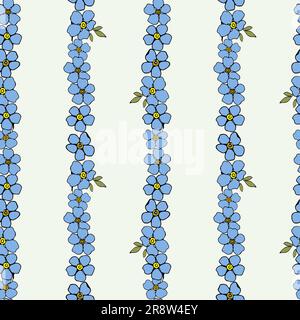 Forget me not flower seamless pattern pastel blue color for textile Stock Vector