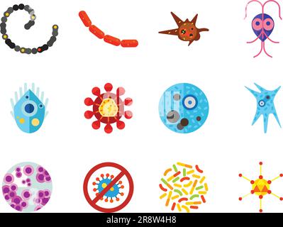 Virus Icons Set Stock Vector
