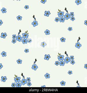 Forget me not flower seamless pattern pastel blue color for textile Stock Vector