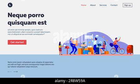 People working at post office flat vector illustration Stock Vector
