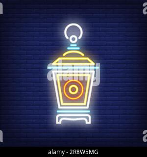 Garden lantern neon sign Stock Vector