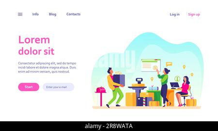 People working at post office flat vector illustration Stock Vector