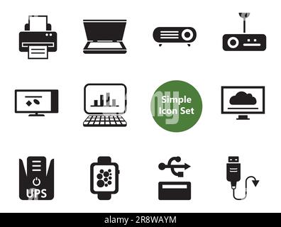 Internet Simple Icons Set Stock Vector