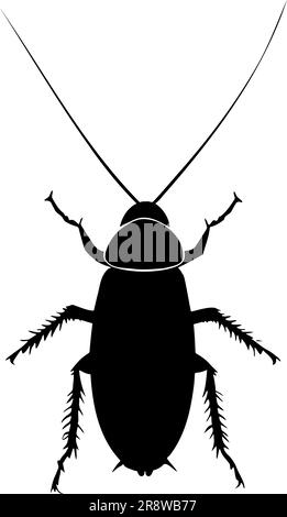 Cockroach silhouette isolated on white background. Icon Vector illustration Stock Vector