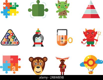 Gamification Icon Set Stock Vector