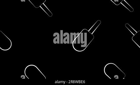 ice cream sweet, milk, popsicle white on a stick on a black background, vector illustration, pattern. a delicious dessert for children and adults. pen Stock Vector