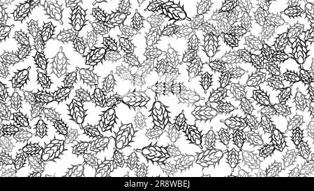 Texture seamless pattern of many colored natural flowers of hop plants for beer hops for brewing. Vector illustration. Stock Vector