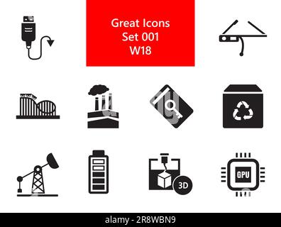 Innovations Icons Set Stock Vector