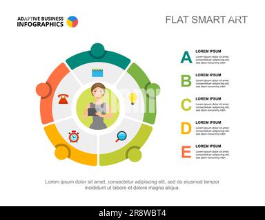 Five letters process chart template for presentation Stock Vector