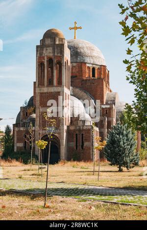 Church of Christ the Saviour, an unfinished Serbian Orthodox cathedral in Pristina, Kosovo. Started in 1992 but never finished due to war breaking out Stock Photo