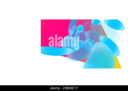 Texture of transparent blue abstract three-dimensional fashionable unique magic round different shapes of light beautiful air cosmic bubbles, drops on Stock Vector