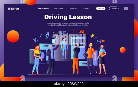 Senior professor lecturing students group in classroom Stock Vector