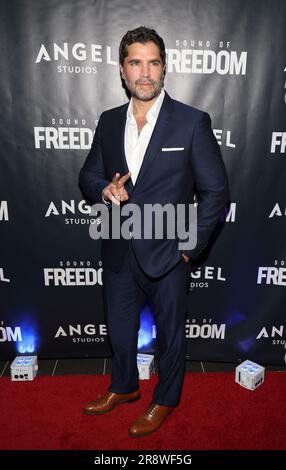 Miami Beach, FL-JUNE 22: Actor Eduardo Verástegui is seen during the premiere of “Sound of Freedom” movie premier on June 23, 2022 in Miami Beach, Florida. (Photo by Alberto E. Tamargo/Sipa USA) Stock Photo