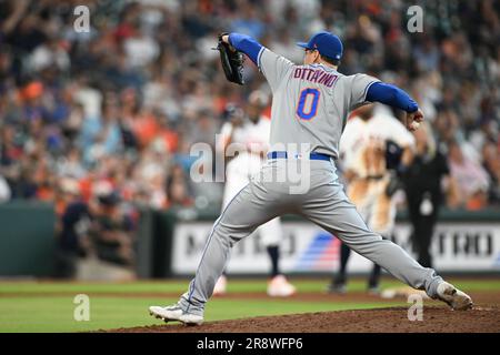 New York Mets pitcher Adam Ottavino reacts during the seventh inning of a  baseball game against the Milwaukee Brewers on Monday, June 26, 2023, in  New York. (AP Photo/Adam Hunger Stock Photo 