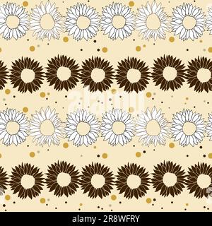 Sunflower head flower seamless pattern for textile or surface. Vector background Stock Vector