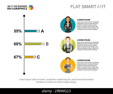 Three options bar chart template for presentation Stock Vector