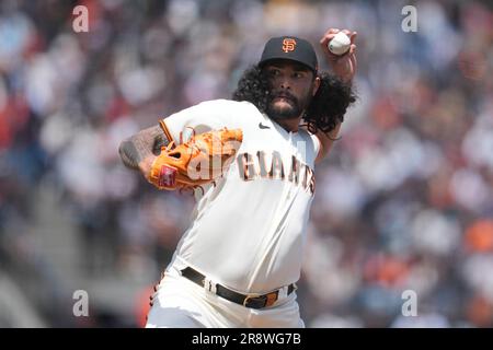 San Francisco Giants pitcher Sean Manaea looks out from under a Mexican  wrestling mask before a baseball game against the San Diego Padres, Sunday,  April 30, 2023, in Mexico City. (AP Photo/Fernando