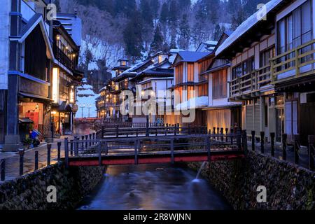 Ginzan Onsen in Winter Stock Photo