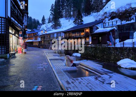 Ginzan Onsen in Winter Stock Photo