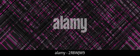 Abstract modern striped wide banner design with black and pink diagonal lines. Vector illustration Stock Vector