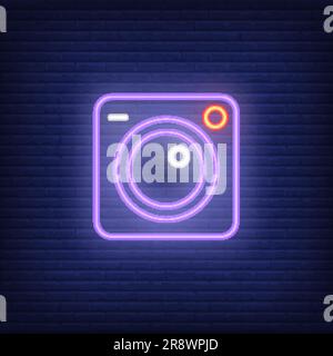 Camera neon sign Stock Vector
