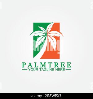 Palm tree summer logo template vector illustration Stock Vector