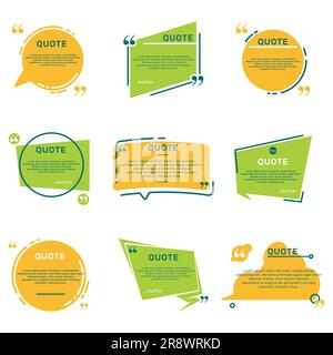 Different quote remark frames flat icon set Stock Vector