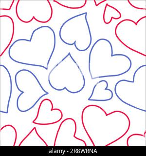 Seamless pattern Heart doodles seamless pattern. Love illustration hearts hand drawn background. Stock Vector