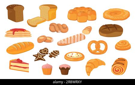 Various breads flat vector collection Stock Vector