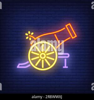 Shooting cannon neon icon Stock Vector