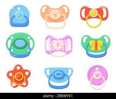 blue and yellow baby dummy sucker pacifier vector isolated on white ...