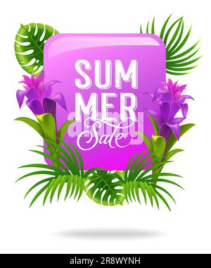 Summer sale advertising design with flowers Stock Vector